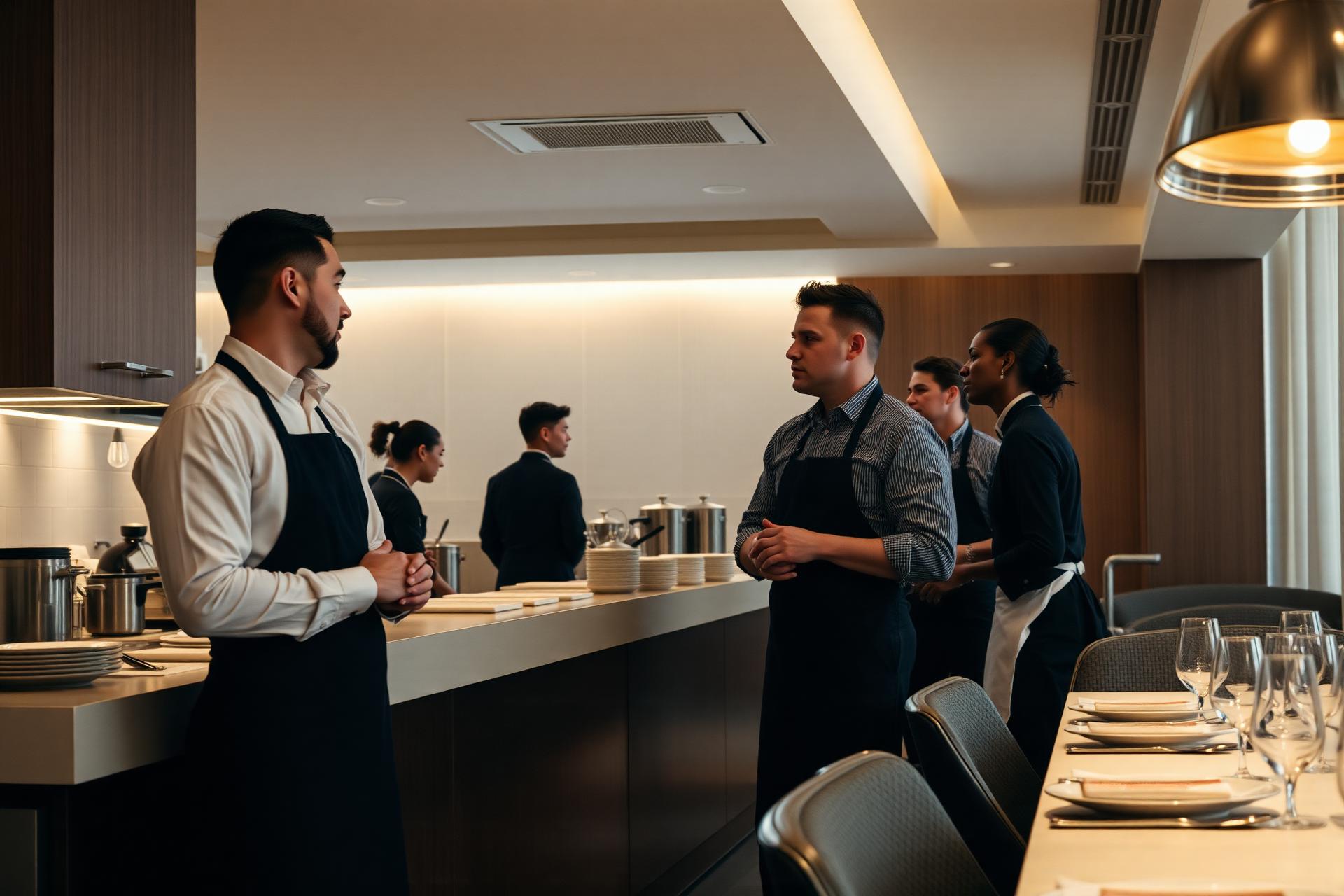 Servicekräfte im Gespräch in der Gastronomie